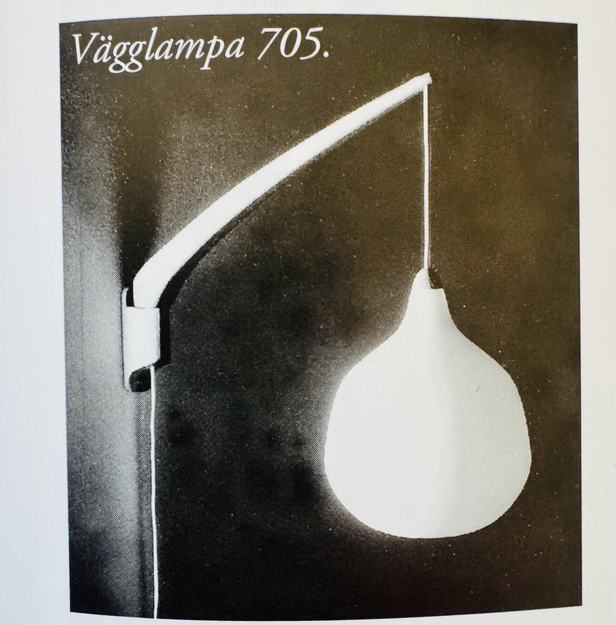 Model 705 Wall Lamp In Teak And Opaline Glass By Uno & Östen Kristiansson For Luxus, Sweden 1960S