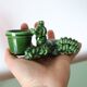 Small vintage green ceramic poodle candlestick