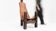 Vintage Brutalist tripod chair leather and wood