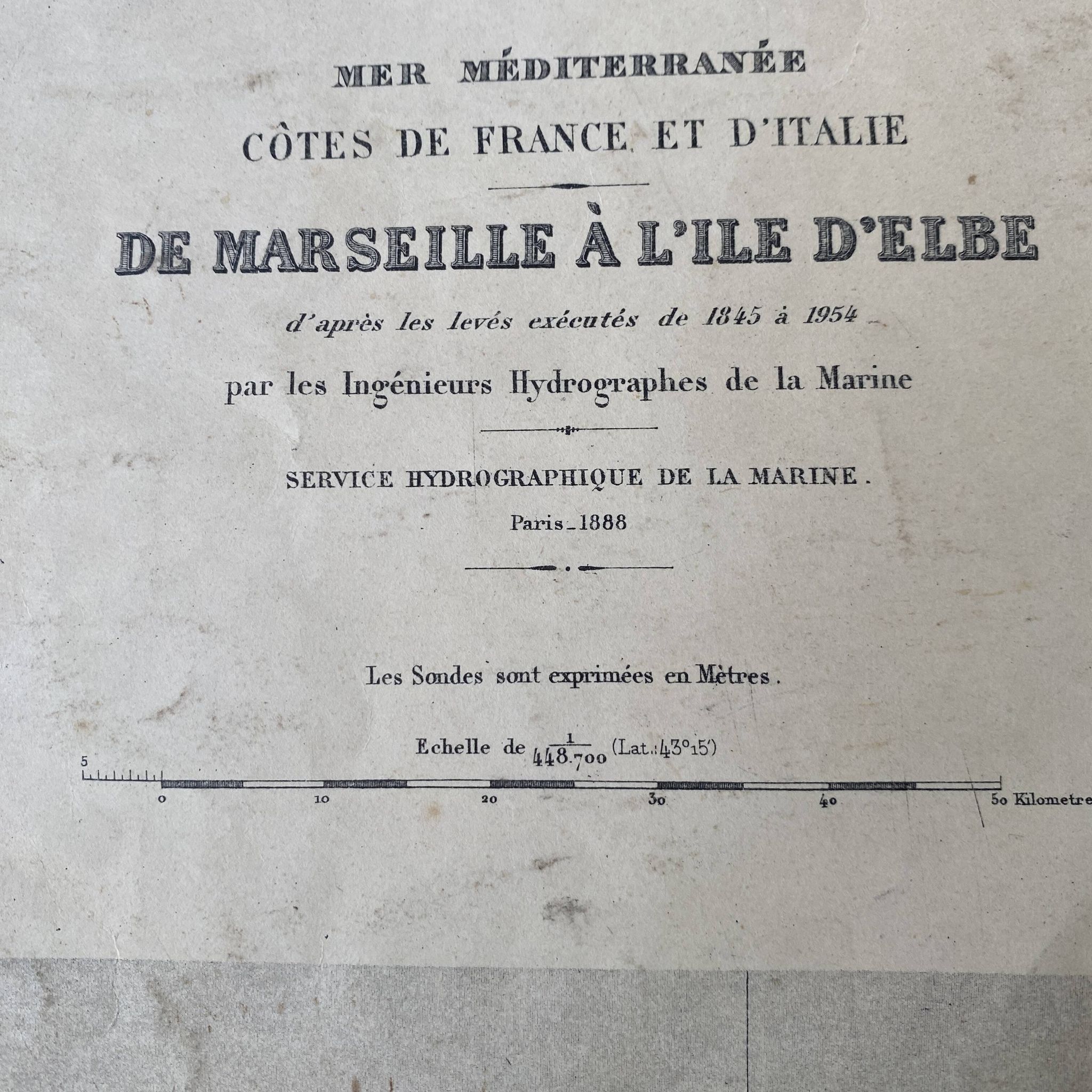 Carte ancienne Marseille - Corse - Ile d'Elbe 1888