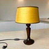 Classical wooden table lamp with silk half shade