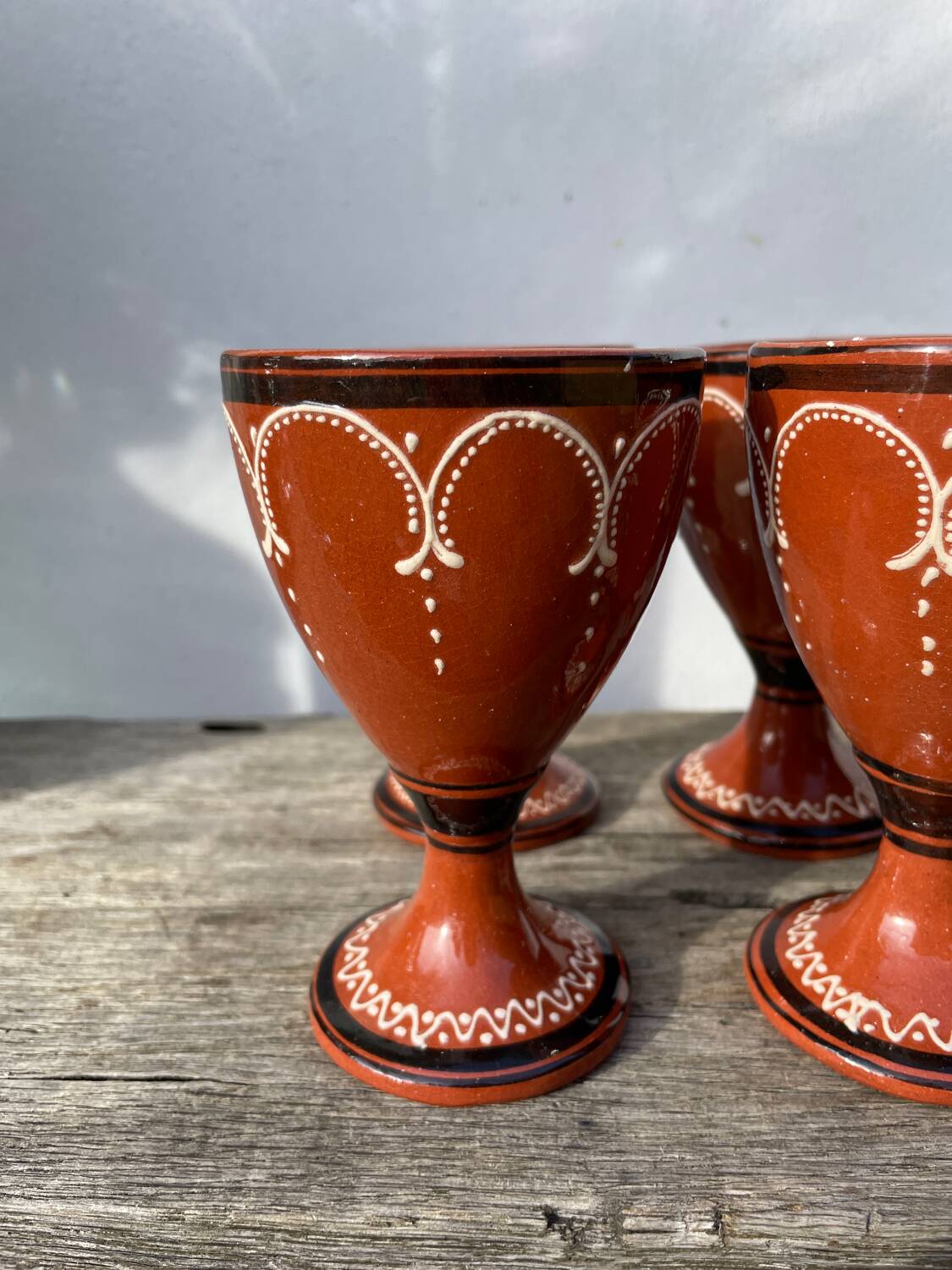 6 earthenware stemmed glasses / handcrafted ceramic work