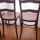 4 bistro chairs in curved wood and art nouveau patterns
