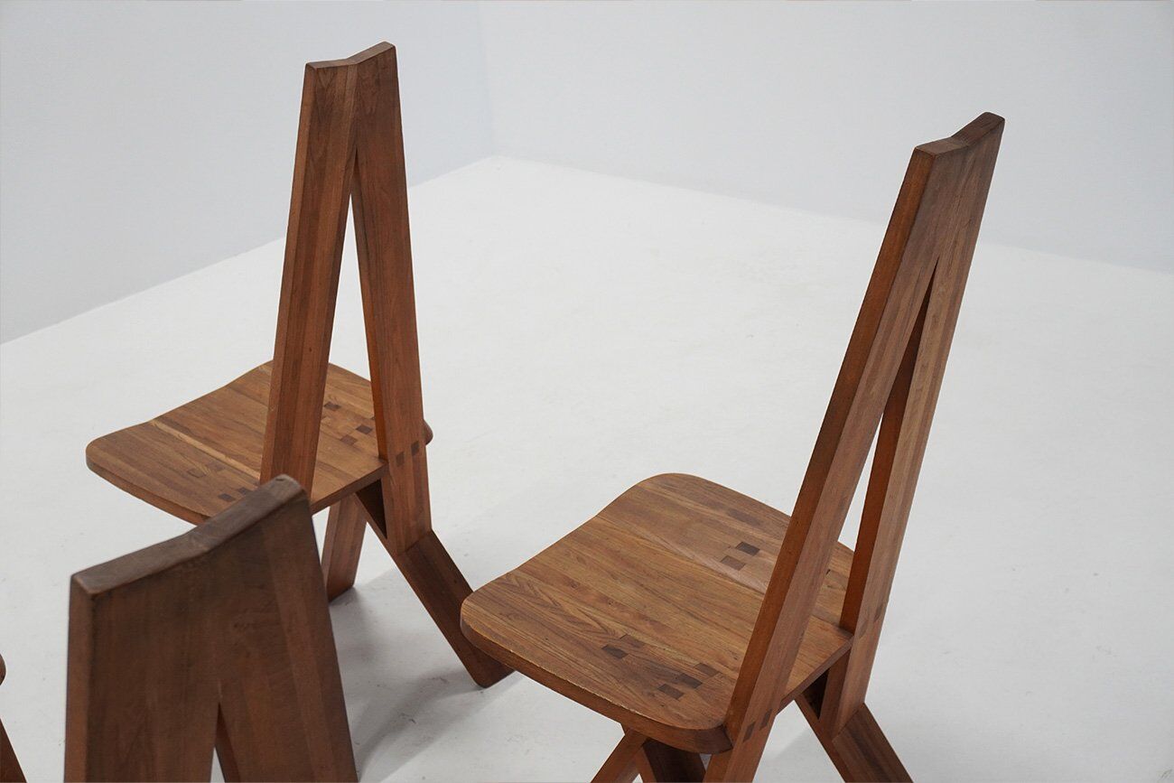 Vintage S45 Chlacc Dining Chairs by Pierre Chapo, 1970s, Set of 6
