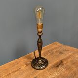 Black table lamp with paint splatters from the 1920s