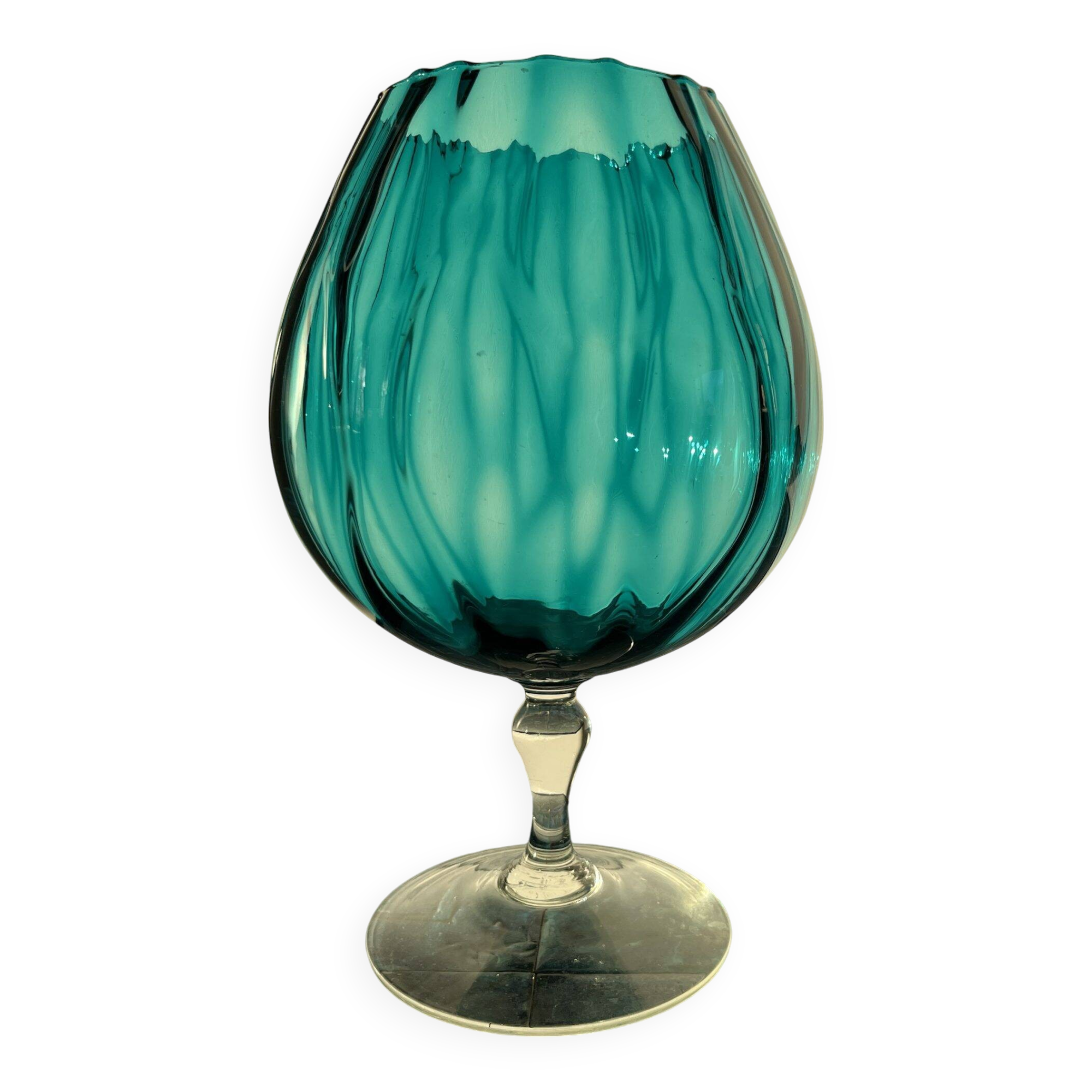 Turquoise blue vase in Empoli glass Made in Italy 1970