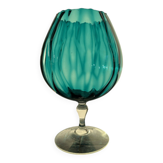 Turquoise blue vase in Empoli glass Made in Italy 1970