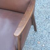 Pair of vintage Scandinavian style armchairs with moleskine compass legs from the 1950s