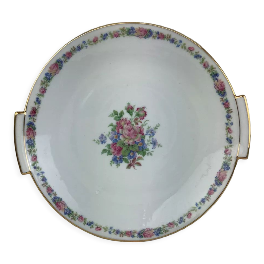 ANCIEN MOUTARDIER PORCELAINE Limoges Signé UML France Liseré Argenté