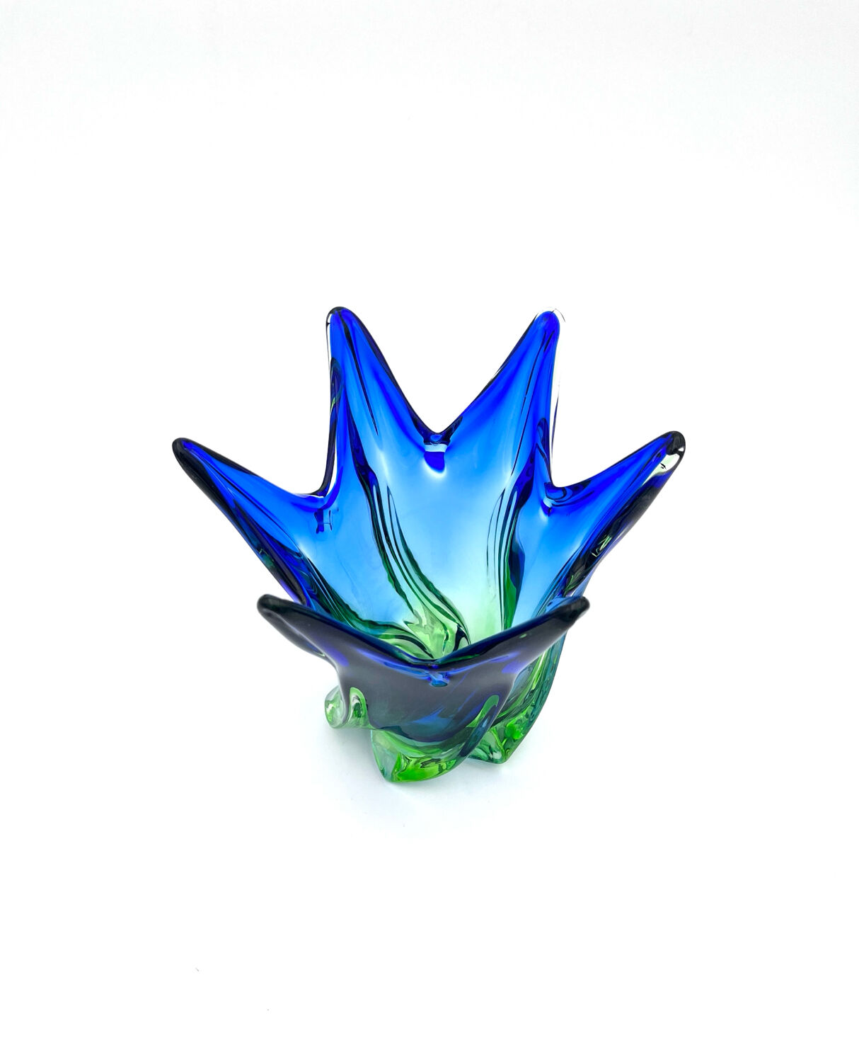 Sculptural Murano Vase – Cobalt Blue & Green - circa 1960