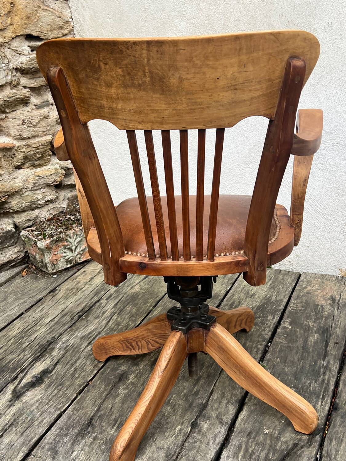 Fauteuil de bureau américain pivotant circa 1900 vintage