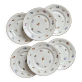 6 vintage dessert plates porcelain from Limoges – small flowers