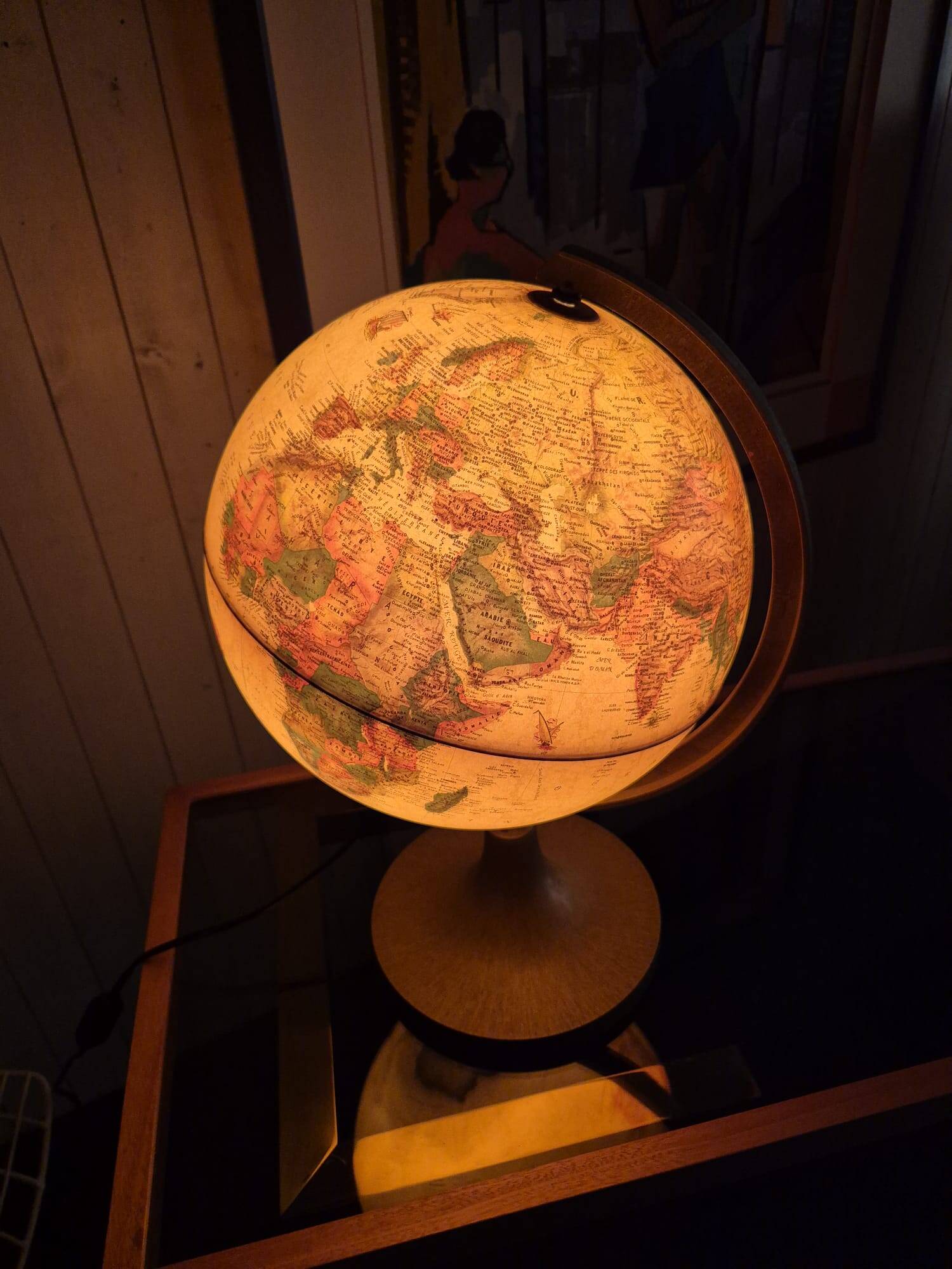 Old illuminated globe