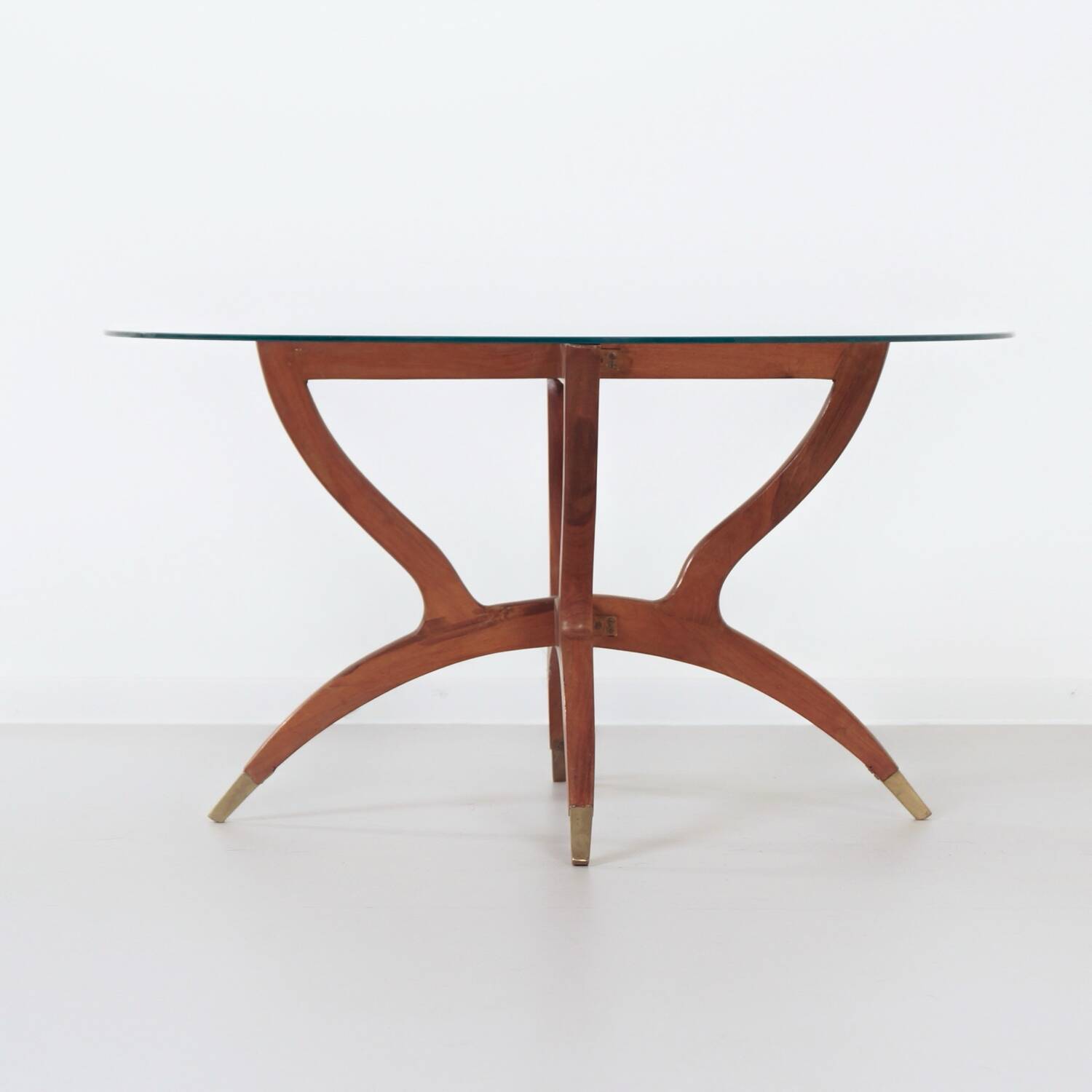 Italian coffee table with teak hairpin legs and brass feet, 1960s