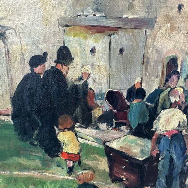 Tableau vintage « La vente aux enchères »