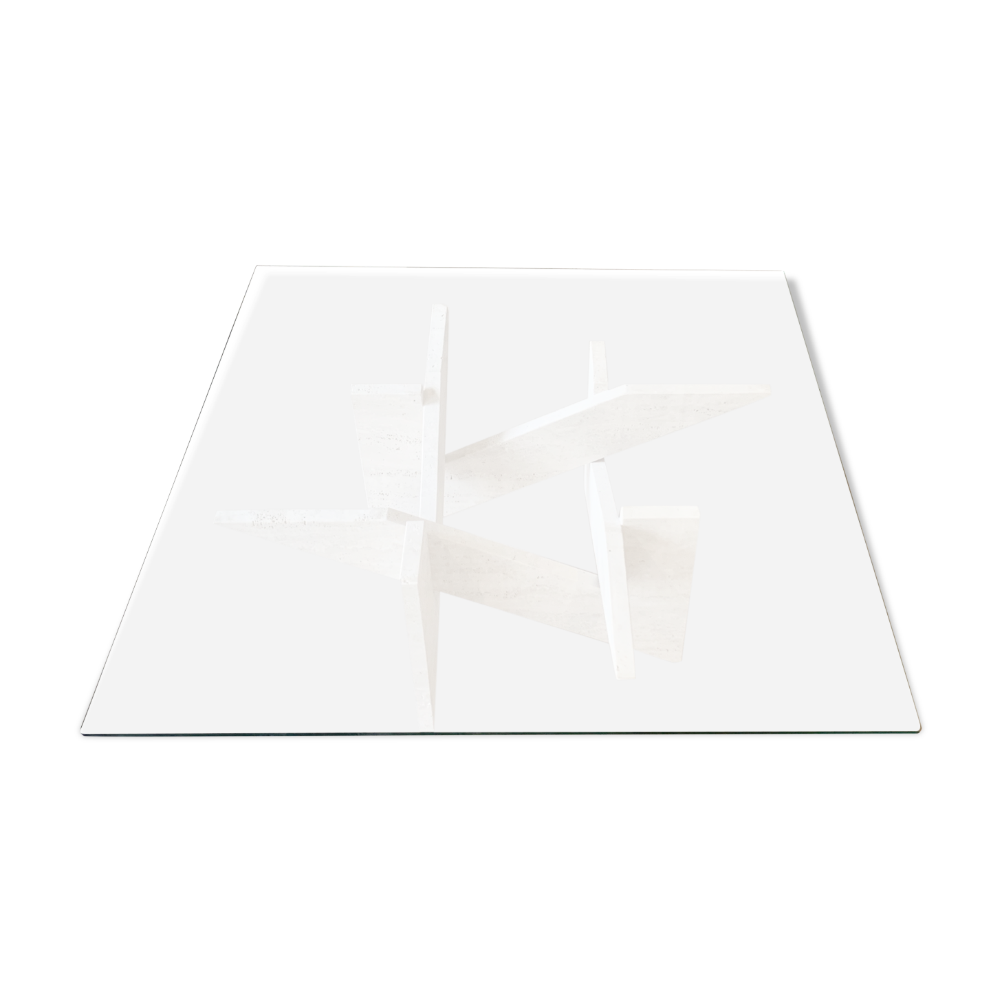 Travertine sculptural coffee table with square top