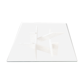 Travertine sculptural coffee table with square top