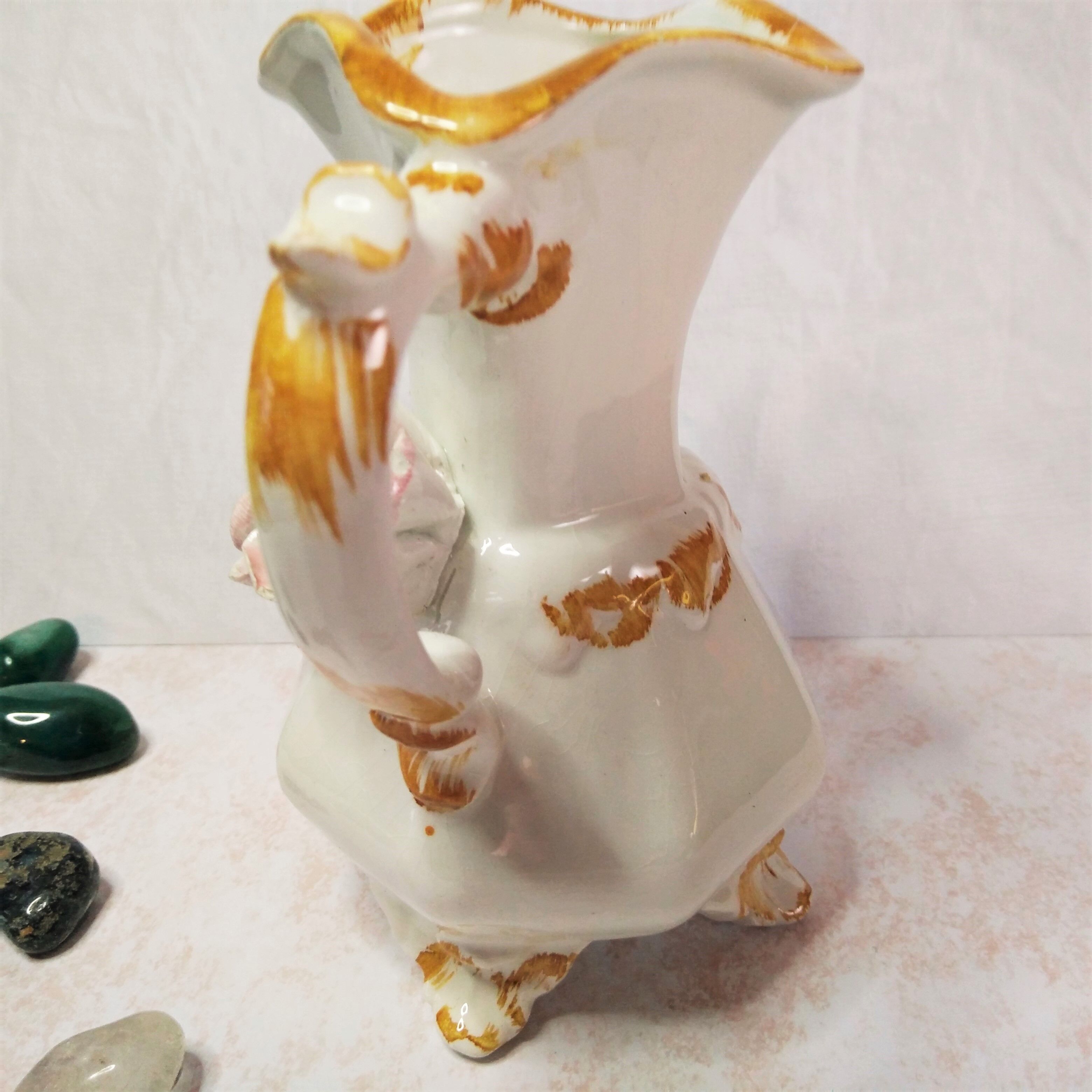 Vase soliflore, earthenware, signed Bassano, floral decoration