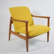 Vintage original armchair designer E.Homa, 1960s, fully restored, yellow fabric