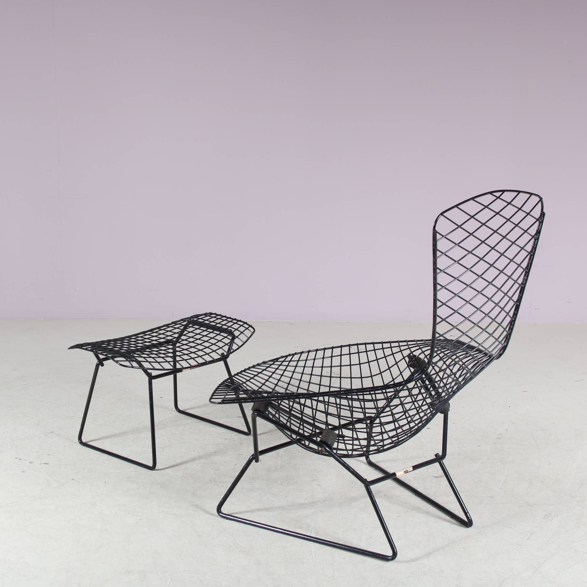 1960s “Bird Chair” with ottoman by Harry Bertoia for Knoll International, U