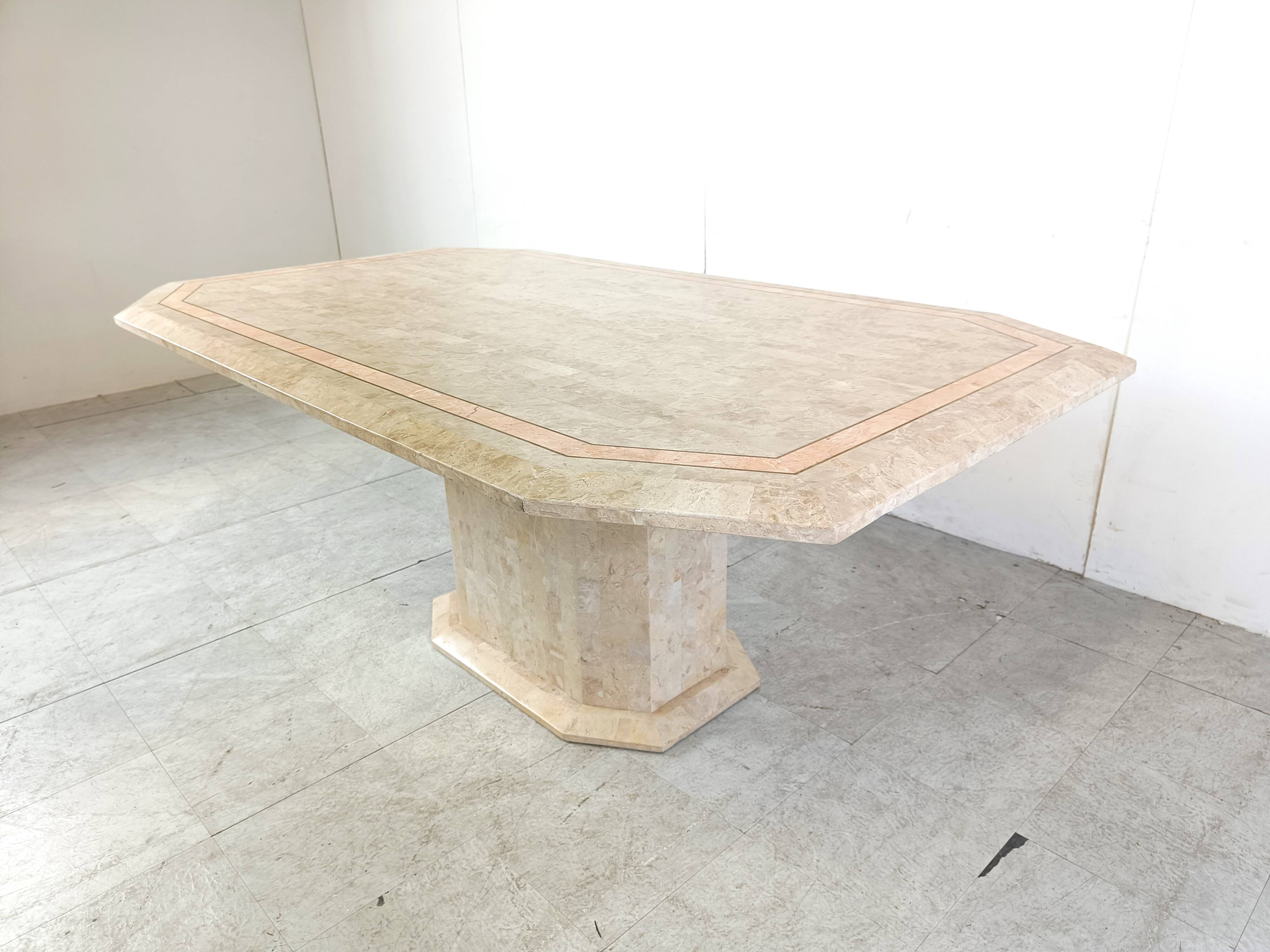 Vintage tesselated stone dining table by Maithland smith, 1970s