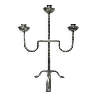 Brutalist wrought iron candle holder