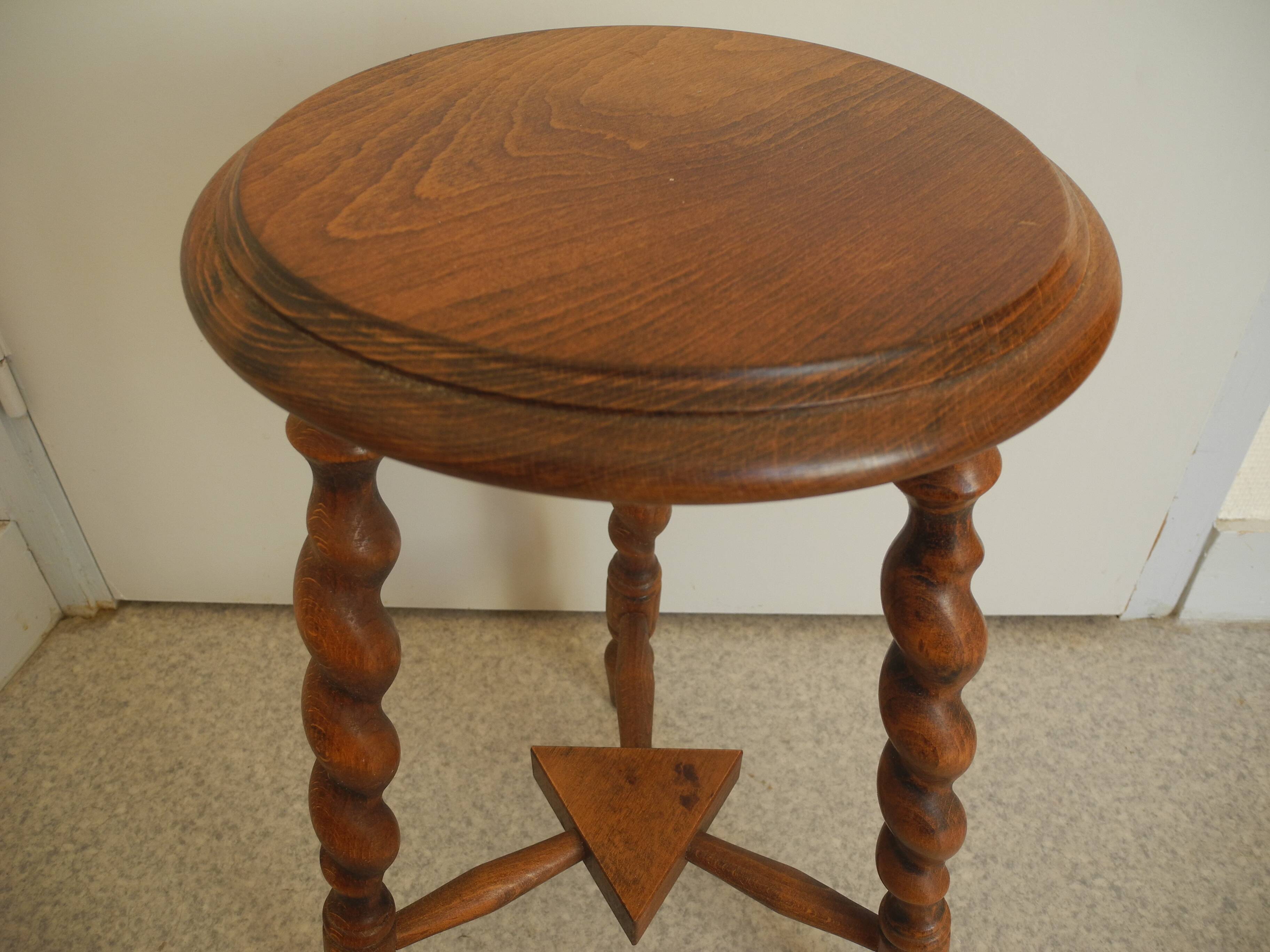 vintage wooden turned stool brutalist decor