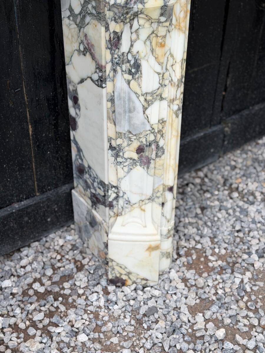 Louis XV style fireplace in purple breccia marble, circa 1880.