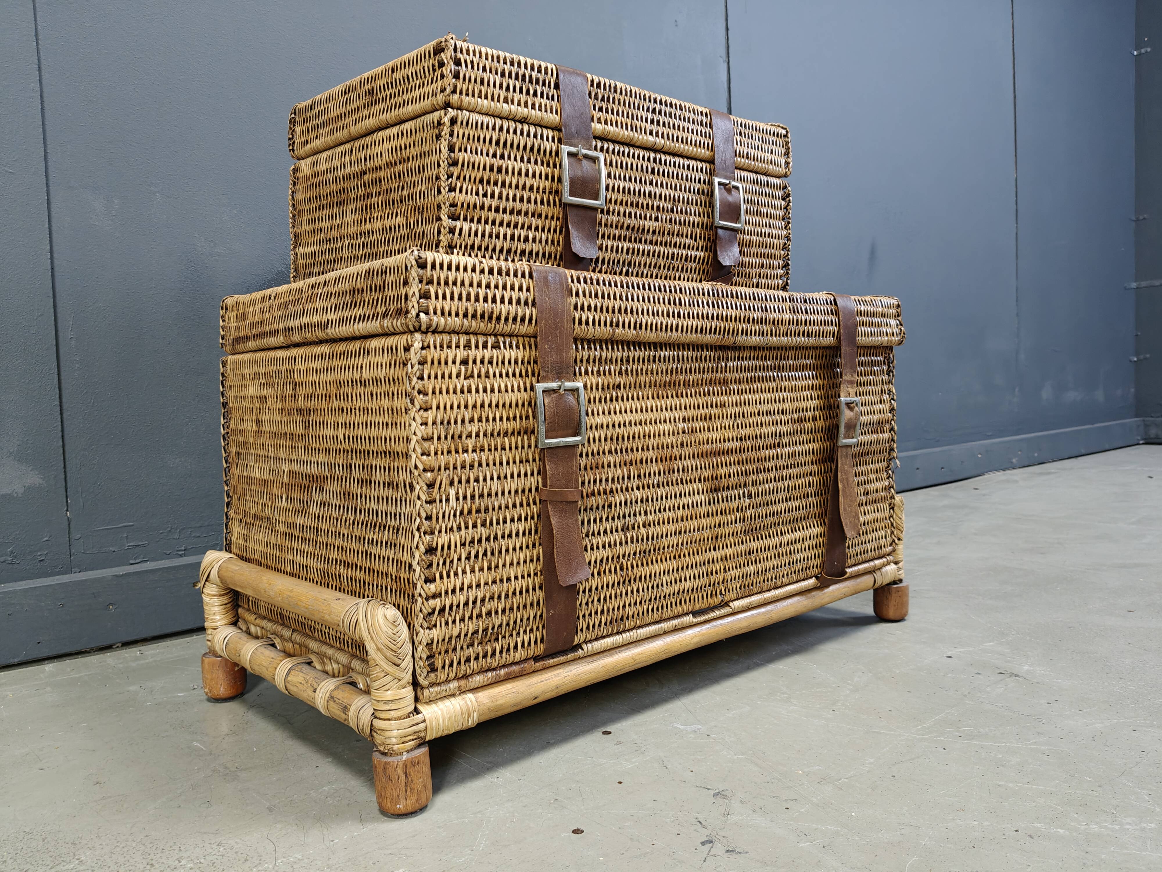 Vintage wicker trunks, set of 2 - 1970s