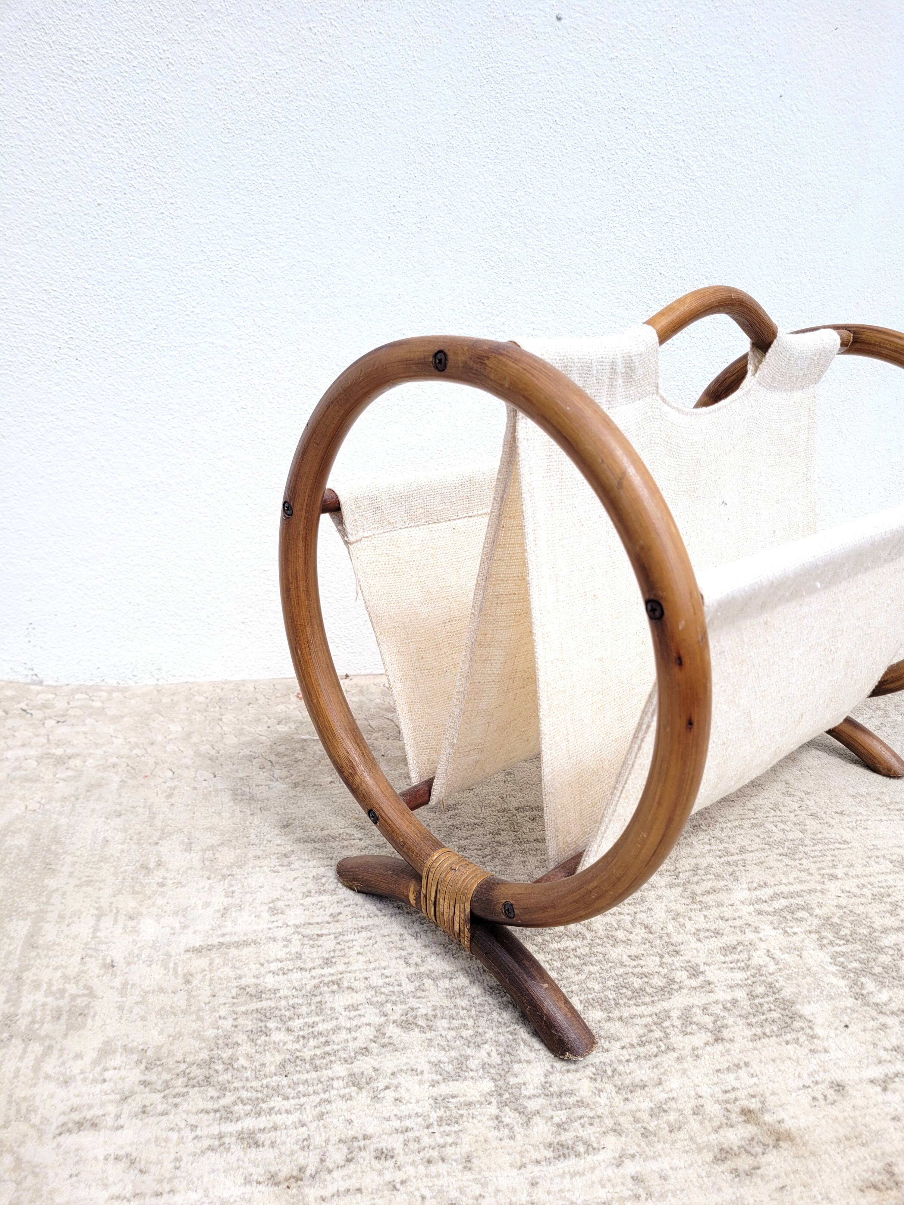 Door magazines rattan & ecru canvas