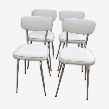 Série de 4 chaises chrome et simili cuir 1970