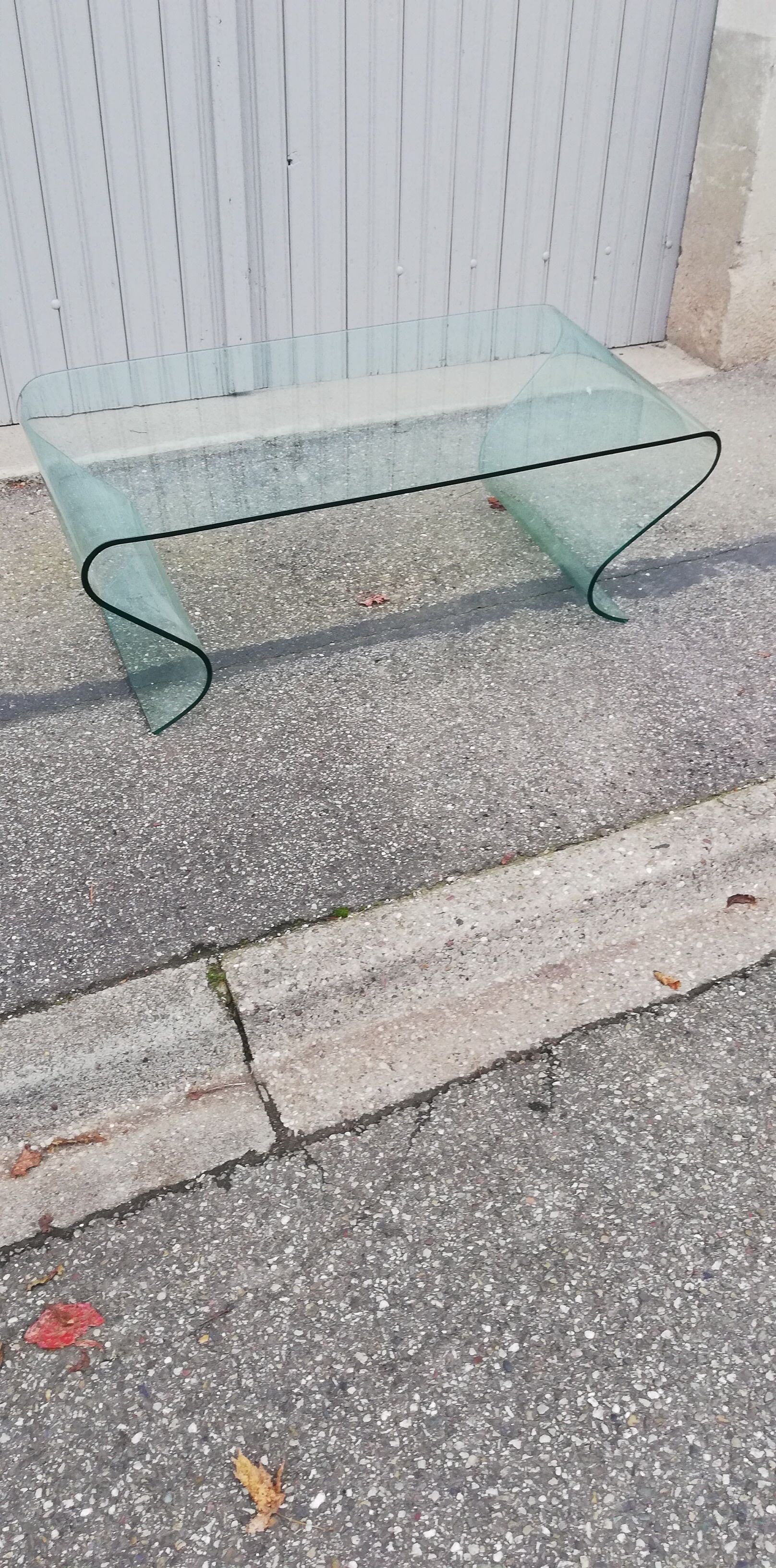 Vintage curved glass coffee table