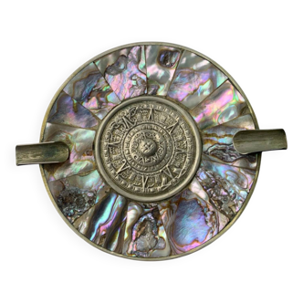 Abalone shell & alpaca ashtray, Mexico, circa 1970s