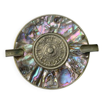 Abalone shell & alpaca ashtray, Mexico, circa 1970s