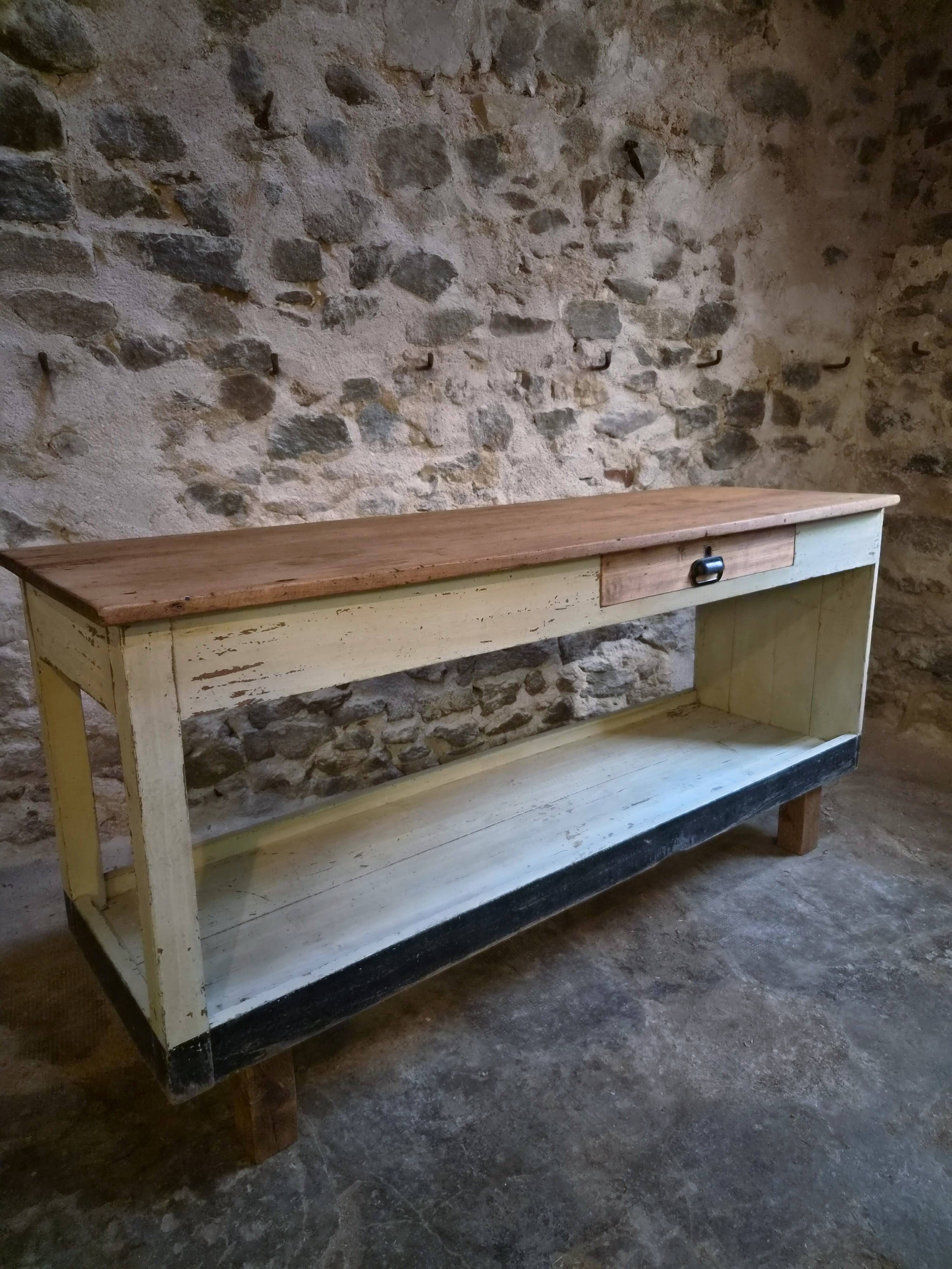 Table de drapier vintage / Îlot de cuisine – Années 1930
