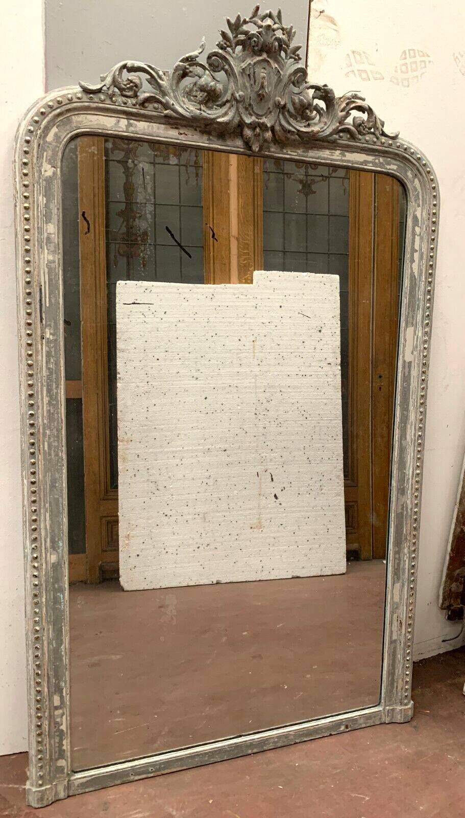 Louis XV style mirror in wood and patinated stucco 19th century