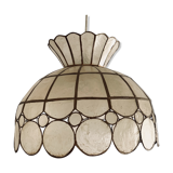 Hanging lamp in mother-of-pearl and vintage brass