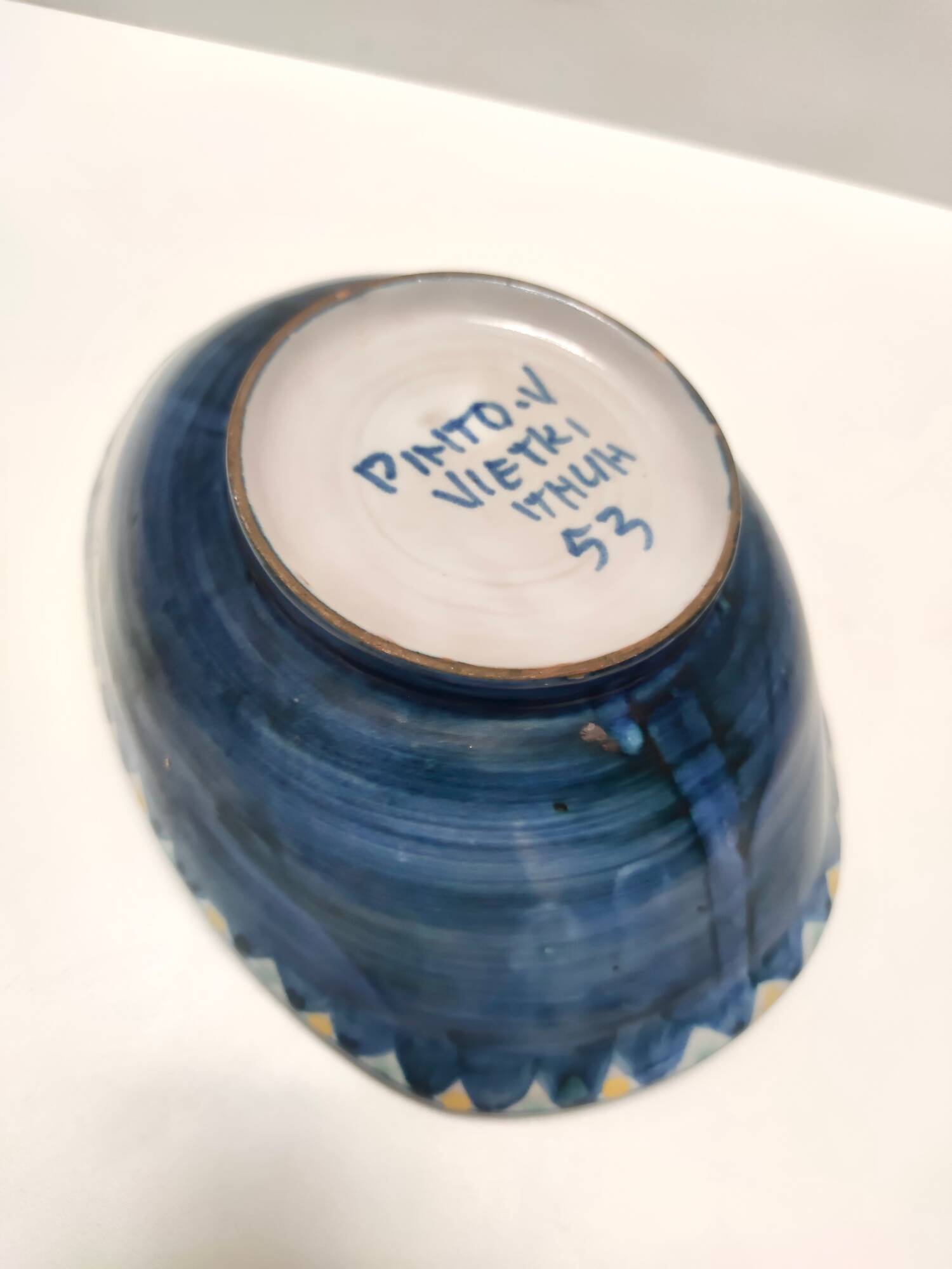 Vintage Handmade and Hand Painted Ceramic Bowl or Centerpiece, Italy