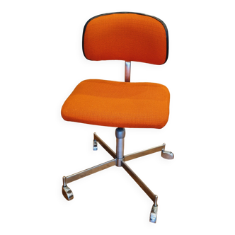 Chaise de bureau vintage orange et chrome