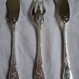 6 couverts à poisson Art Nouveau Chardons en métal argenté Boulenger