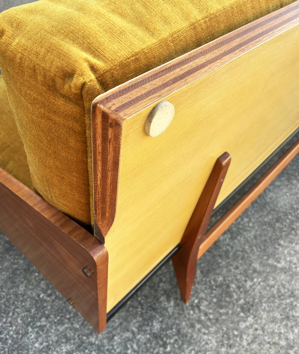 Daybed or two-seater sofa, shelf designed by Maison Sergalot, Paris, 1957