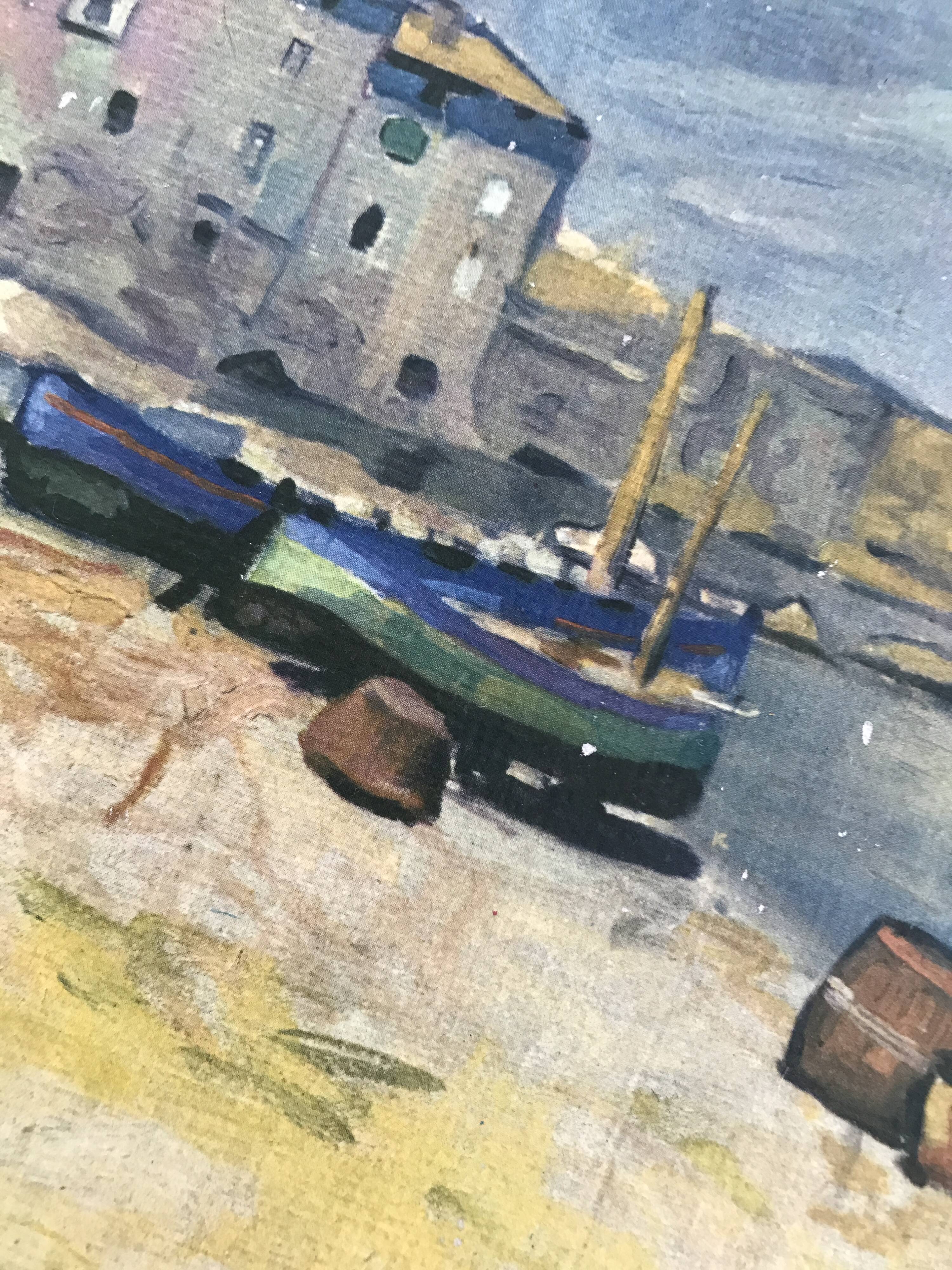 Small painting reproduction of the Port of La Ponche in Saint Tropez