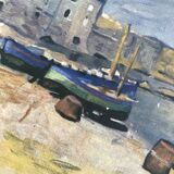 Small painting reproduction of the Port of La Ponche in Saint Tropez