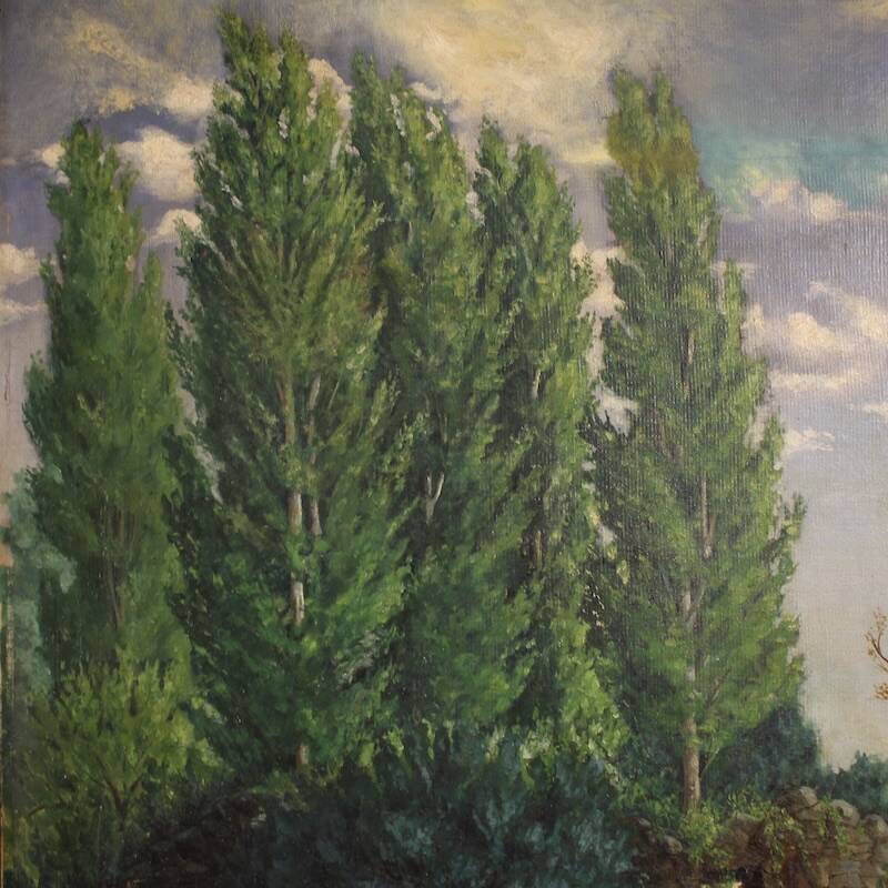 Spanish landscape painting signed C. Coll 1883