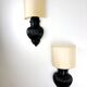 Pair of Art Deco wall lights with shades in glazed cast ceramic,Italy,1970s