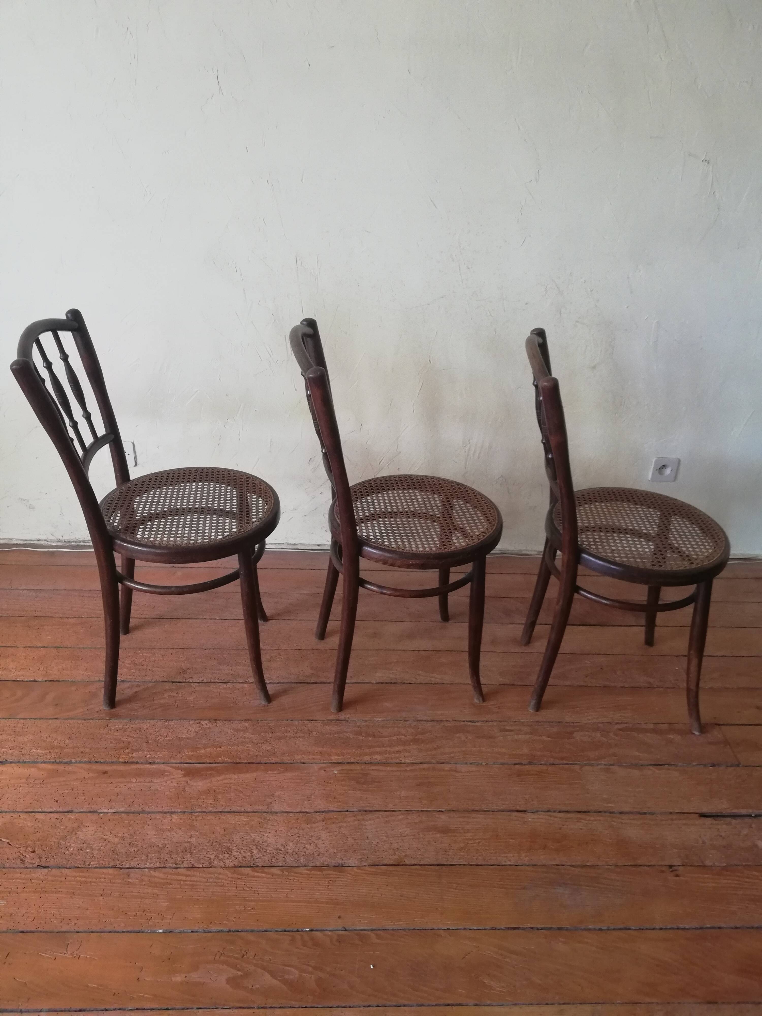 Old curved wooden bistro chairs