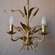 Vintage wheat spike chandelier in gold metal, 3 lights, 1970s Hollywood Regency.