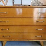Commode vintage pieds compas miroir tryptique