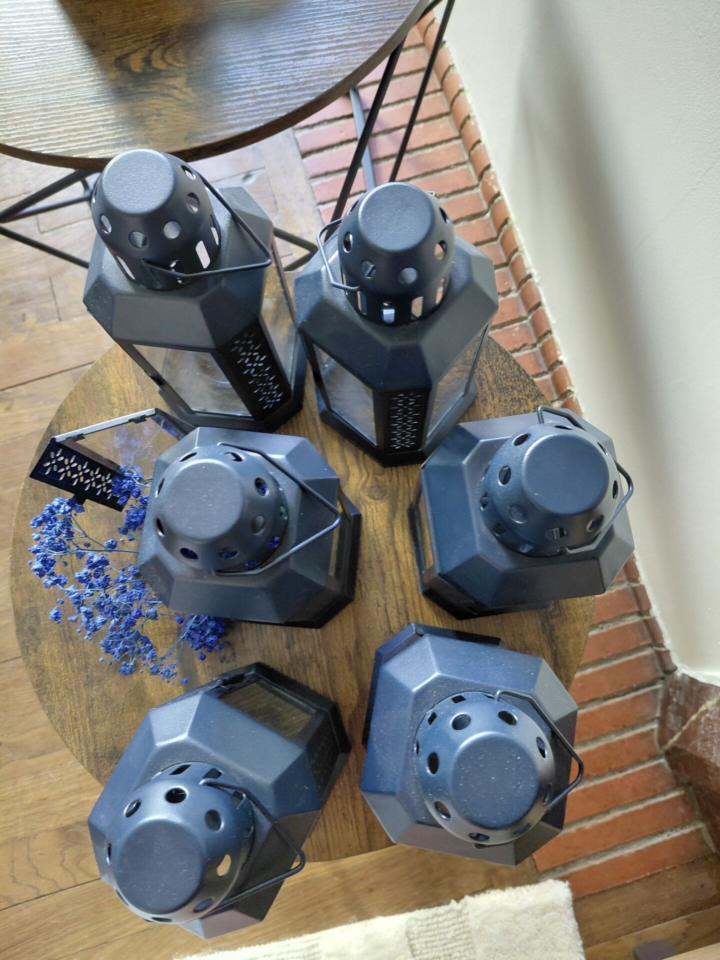 Navy blue metal candle lantern