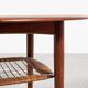 Midcentury Danish round coffee table in teak and cane by Johannes Andersen for Silkeborg 1960s